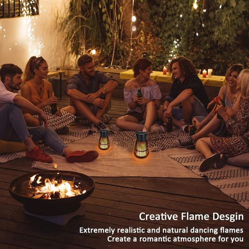  LED Flame Speaker, Tesoorda Portable Waterproof Bluetooth Wireless Speaker for Indoor/Outdoor, LED Flame Effect Speaker with Stereo Sound, Led Table Lanterns/Lamp for Patio,Garden,