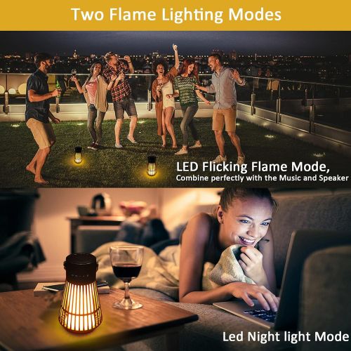  LED Flame Speaker, Tesoorda Portable Waterproof Bluetooth Wireless Speaker for Indoor/Outdoor, LED Flame Effect Speaker with Stereo Sound, Led Table Lanterns/Lamp for Patio,Garden,