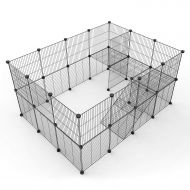 Tespo Pet Playpen, Small Animal Cage Indoor Portable Metal Wire Yard Fence for Small Animals, Guinea Pigs, Rabbits Kennel Crate Fence Tent, Black