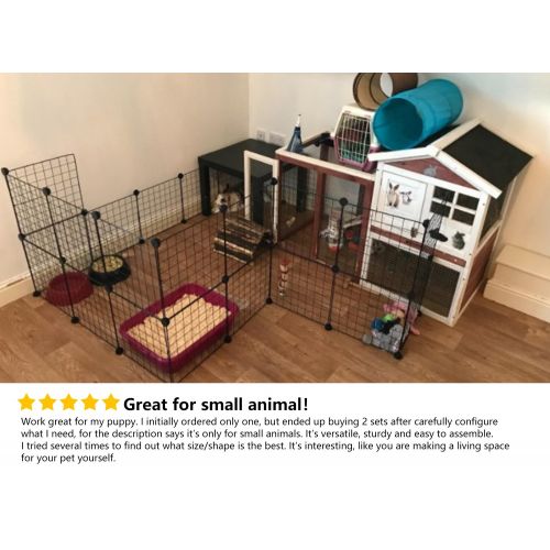  Tespo Pet Playpen, Small Animal Cage Indoor Portable Metal Wire Yard Fence for Small Animals, Guinea Pigs, Rabbits Kennel Crate Fence Tent, Black