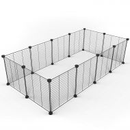 Tespo Pet Playpen, Small Animal Cage Indoor Portable Metal Wire Yard Fence for Small Animals, Guinea Pigs, Rabbits Kennel Crate Fence Tent, Black