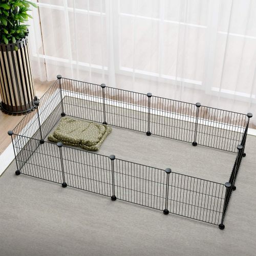  Tespo Pet Playpen, Small Animal Cage Indoor Portable Metal Wire Yard Fence for Small Animals, Guinea Pigs, Rabbits Kennel Crate Fence Tent, Black