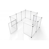 Tespo Dog Playpen, Portable Large Plastic Yard Fence Small Animals, Popup Kennel Crate Fence Tent, Transparent White 12 Panels, 60x60X28 (Transparent White)