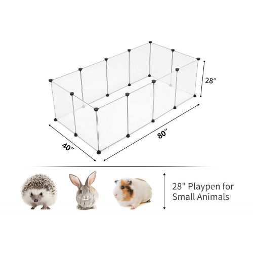  Tespo Dog Playpen, Portable Large Plastic Yard Fence Small Animals, Popup Kennel Crate Fence Tent, Transparent White 12 Panels, 60x60X28 (Transparent White)