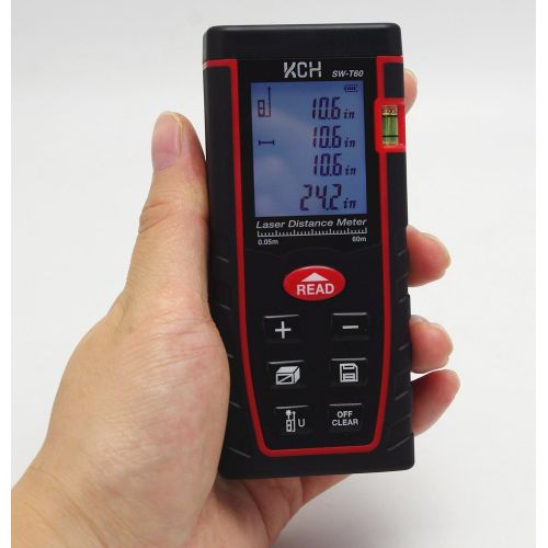  TestHelper SW-T60 Laser Distance Meter 60M197ft2362in Handheld Mini Measure Finder Diastimeter with Function of Self Calibration (7 Key 60M197ft)