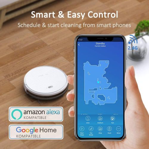  Tesvor Robot Vacuum, Robotic Vacuum and Mop Cleaner, 1800Pa Strong Suction, WiFi Connectivity, App and Alexa Voice Control,Clean from Hardfloors to Low-Pile Carpets, for Dust and P