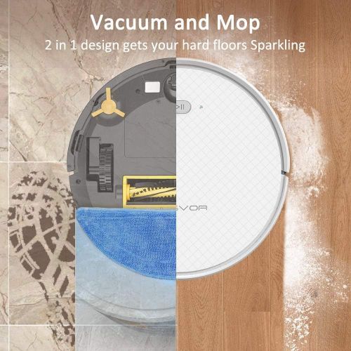  Tesvor Robot Vacuum, Robotic Vacuum and Mop Cleaner, 1800Pa Strong Suction, WiFi Connectivity, App and Alexa Voice Control,Clean from Hardfloors to Low-Pile Carpets, for Dust and P