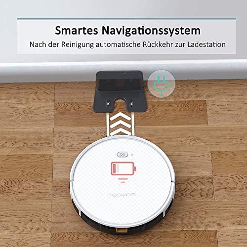  Saugroboter,TESVOR X500pro Saug-Wischroboter 2 in 1 Intelligente Gyroskope-Navigation Reinigungsroboter 350ML elektronischer Wassertank Reinigungsanzeige in Echtzeit fuer Glattboeden