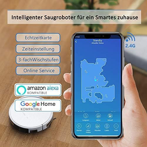  Saugroboter,TESVOR X500pro Saug-Wischroboter 2 in 1 Intelligente Gyroskope-Navigation Reinigungsroboter 350ML elektronischer Wassertank Reinigungsanzeige in Echtzeit fuer Glattboeden