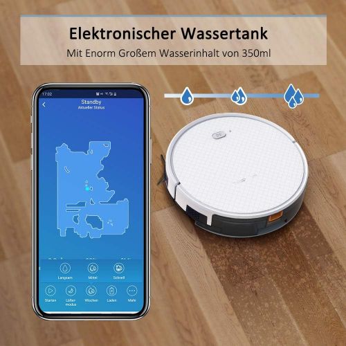  Saugroboter,TESVOR X500pro Saug-Wischroboter 2 in 1 Intelligente Gyroskope-Navigation Reinigungsroboter 350ML elektronischer Wassertank Reinigungsanzeige in Echtzeit fuer Glattboeden