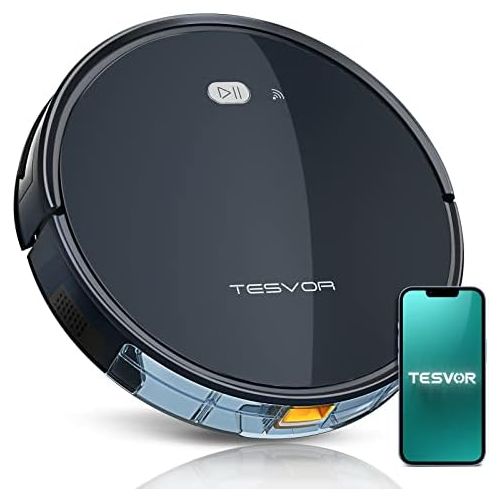  [아마존베스트]Tesvor WLAN Robot Vacuum Cleaner with Real-time Space Map, Powerful Robot Vacuum Cleaner for Animal Hair and Allergens Optimised for Carpet and Smooth Floors, Self-charging and wit