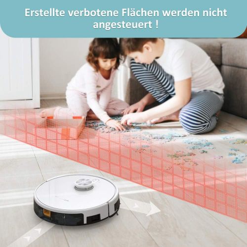  [아마존베스트]TESVOR S6 Turbo Robot Vacuum Cleaner, 2-in-1 Vacuum Cleaner, Mop, Laser Navigation, Robot Vacuum Cleaner, 4000 PA Suction Power, App + Voice Control, Prohibition Zones