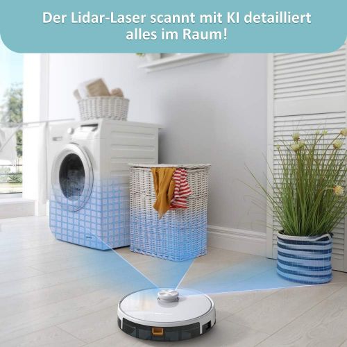  [아마존베스트]TESVOR S6 Turbo Robot Vacuum Cleaner, 2-in-1 Vacuum Cleaner, Mop, Laser Navigation, Robot Vacuum Cleaner, 4000 PA Suction Power, App + Voice Control, Prohibition Zones