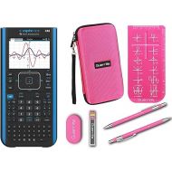 Texas Instruments Ti Nspire CX II CAS Graphing Calculator + Guerrilla Zipper Case + Essential Graphing Calculator Accessory Kit, Black (Pink)