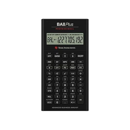  Texas Instruments BA II Plus Professional Financial Calculator Silver 9.8 Inch