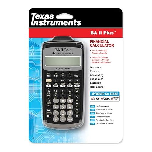  Texas Instruments BA II Plus Financial Calculator, Black Medium