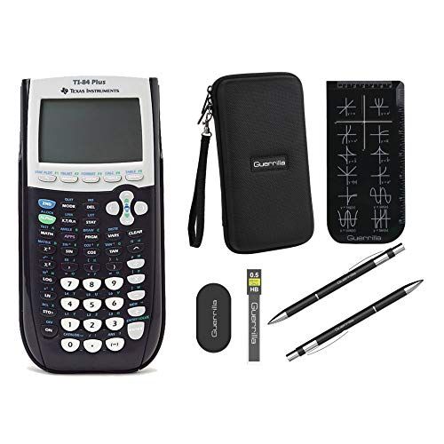  Texas Instruments TI-84 Plus Graphing Calculator + Guerrilla Zipper Case + Essential Graphing Calculator Accessory Kit (Black)