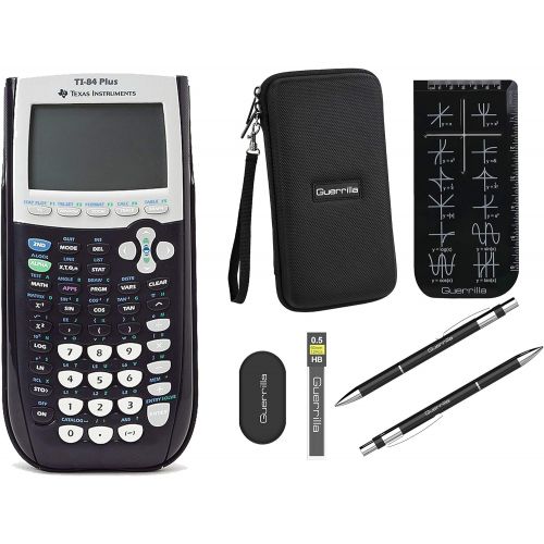  Texas Instruments TI-84 Plus Graphing Calculator + Guerrilla Zipper Case + Essential Graphing Calculator Accessory Kit (Black)