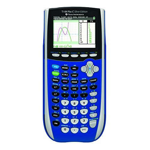  Texas Instruments TI-84 Plus C Silver Edition Graphing Calculator with Color Display (Blue)