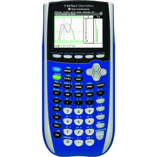  Texas Instruments TI-84 Plus C Silver Edition Graphing Calculator with Color Display (Blue)