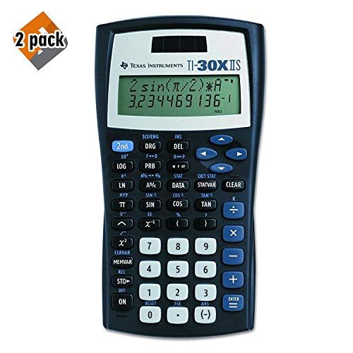  Texas Instruments TI-30X IIS 2-Line Scientific Calculator, Black with Blue Accents - 2 Pack