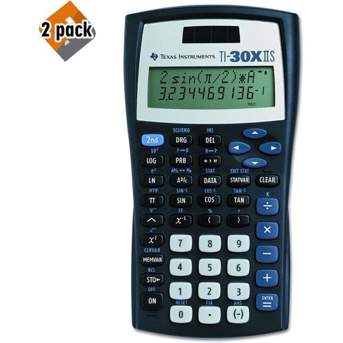  Texas Instruments TI-30X IIS 2-Line Scientific Calculator, Black with Blue Accents - 2 Pack