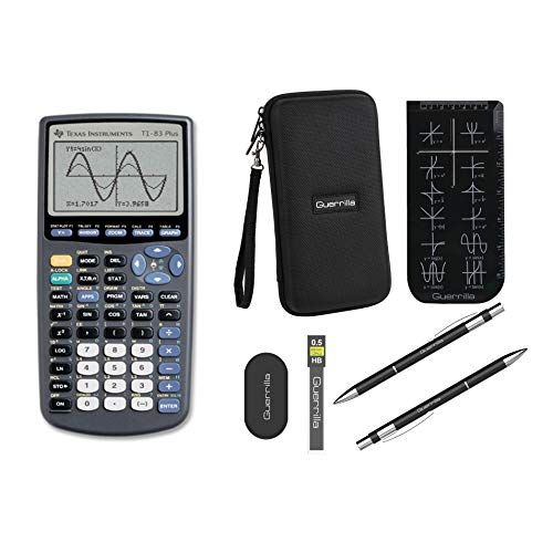  Texas Instruments TI-83 Plus Graphing Calculator + Guerrilla Zipper Case + Essential Graphing Calculator Accessory Kit (Black)