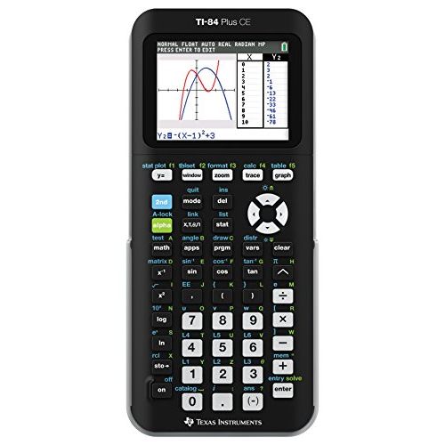  Texas Instruments TI-84 PLUS CE Graphing Calculator, Black (Frustration-Free Packaging) (84PLCE/PWB/2L1/A)
