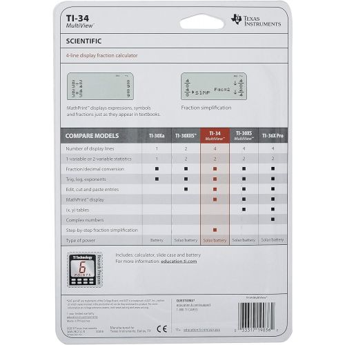  Texas Instruments (34MV/TBL/1L1) TI-34 MultiView Scientific Calculator