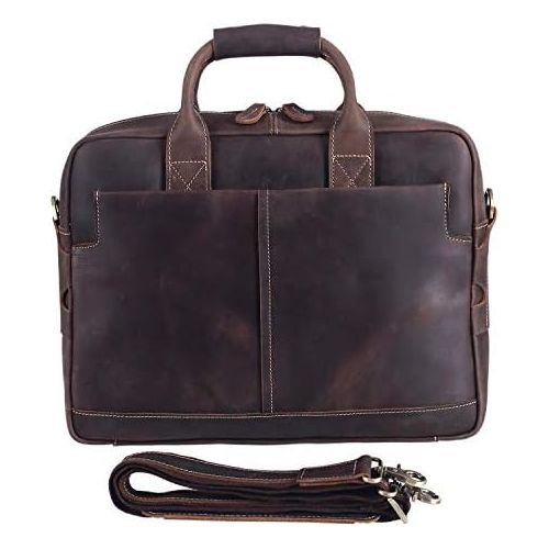  [아마존베스트]Texbo Genuine Full Grain Leather Mens 16 Inch Laptop Briefcase Messenger Bag Tote with YKK Metal Zippers (Update Version)