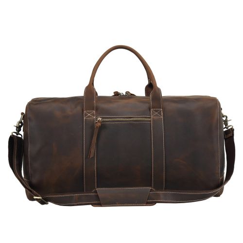  Texbo Mens Full Grain Thick Cowhide Leather Vintage Large Travel Duffle Luggage Bag 24