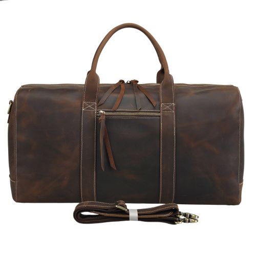  Texbo Mens Full Grain Thick Cowhide Leather Vintage Large Travel Duffle Luggage Bag 24