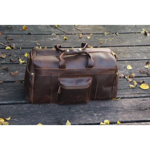  Texbo Mens Thick Full Grain Cowhide Leather Vintage Big Travel Duffle Luggage Bag 23-25