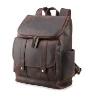 Texbo Vintage Full Grain Cowhide Leather 15.6 Inch Laptop Backpack Shoulder Travel School Bag