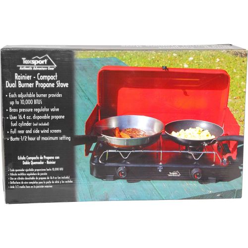  Texsport Rainier Compact 2 Burner Propane Outdoor Camping Stove