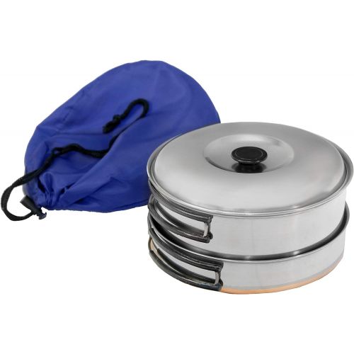  Texsport Stainless Steel Copper Bottom Outdoor Camping Cookware Cook Set with 2 Cups and Storage Bag