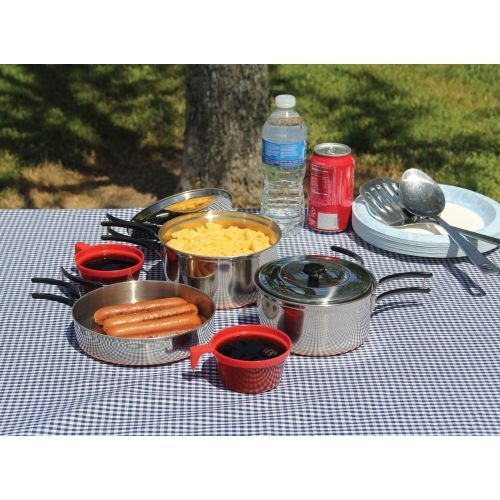  Texsport Stainless Steel Copper Bottom Outdoor Camping Cookware Cook Set with 2 Cups and Storage Bag