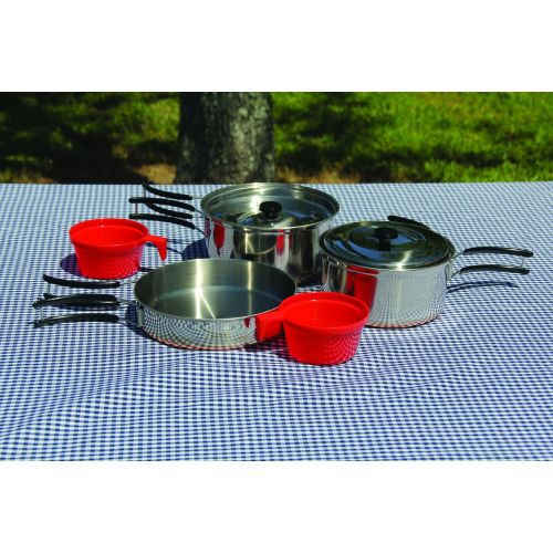  Texsport Stainless Steel Copper Bottom Outdoor Camping Cookware Cook Set with 2 Cups and Storage Bag