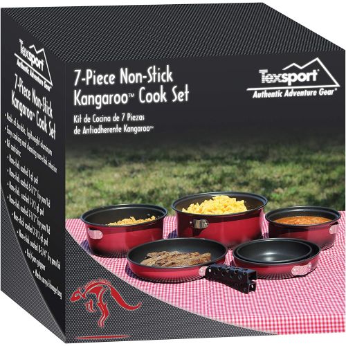  Texsport Kangaroo 7 pc Camping Cookware Outdoor Cook Set with Storage Bag