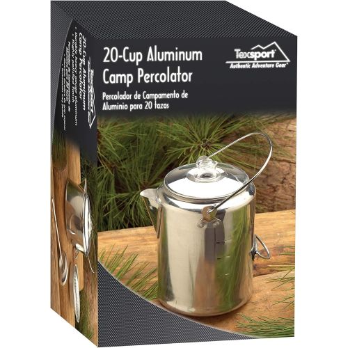  Texsport Aluminum 20 Cup Percolator Coffee Maker for Outdoor Camping