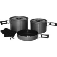 Texsport Trailblazer Black Ice 5 pc Hard Anodized Camping Cookware Outdoor Cook Set with Storage Bag
