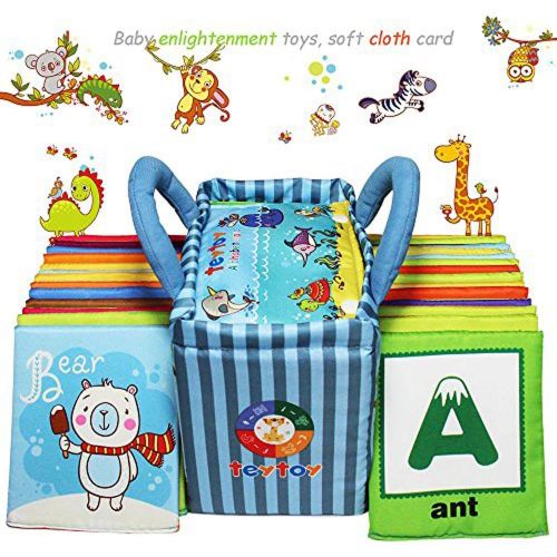  [아마존 핫딜] [아마존핫딜]Teytoy teytoy Baby Toy Zoo Series 26pcs Soft Alphabet Cards with Cloth Bag for Over 0 Years