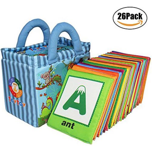  [아마존 핫딜] [아마존핫딜]Teytoy teytoy Baby Toy Zoo Series 26pcs Soft Alphabet Cards with Cloth Bag for Over 0 Years