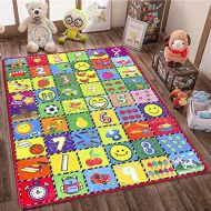 teytoy Baby Rug for Crawling - How Many are There? Kids Area Rugs Educational Play Mat for Room Decor, Count Game, Learn Animals, Expressions, Family Beach Carpet Outdoor Indoor Gi