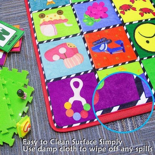  teytoy Baby Rug for Crawling - How Many are There? Kids Area Rugs Educational Play Mat for Room Decor, Count Game, Learn Animals, Expressions, Family Beach Carpet Outdoor Indoor Gi