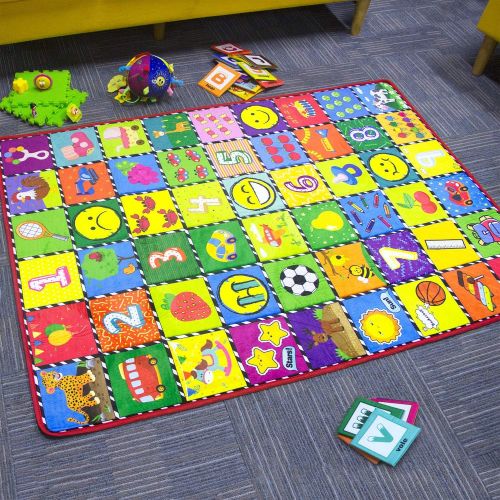  teytoy Baby Rug for Crawling - How Many are There? Kids Area Rugs Educational Play Mat for Room Decor, Count Game, Learn Animals, Expressions, Family Beach Carpet Outdoor Indoor Gi