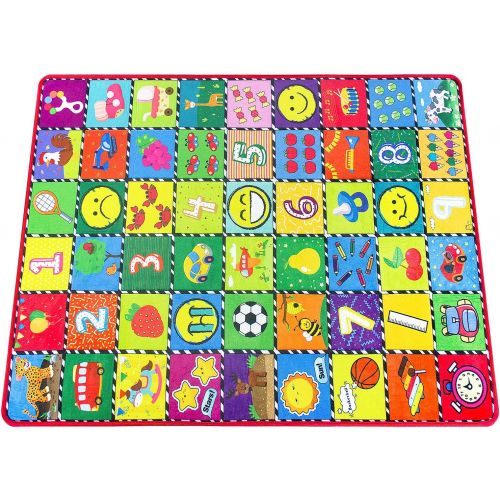  teytoy Baby Rug for Crawling - How Many are There? Kids Area Rugs Educational Play Mat for Room Decor, Count Game, Learn Animals, Expressions, Family Beach Carpet Outdoor Indoor Gi