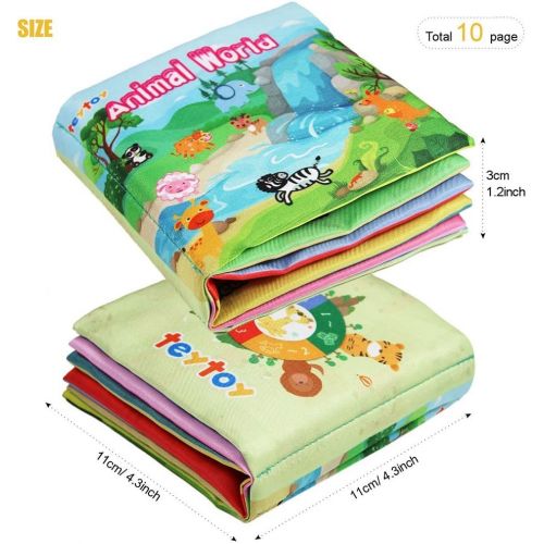  My First Soft Book,TEYTOY Nontoxic Fabric Baby Cloth Activity Crinkle Soft Books for Infants Boys and Girls Early Educational Toys Baby Shower Gift (Pack of 12)