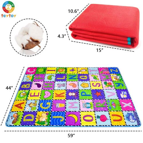  [아마존베스트]teytoy Baby Play Mat, Baby Crawling Mat Super Soft Carpet Plush Surface Non-Slip Design, Baby Floor Playmat for Kids Area Rugs Learning Alphabet, Great Gift for Girls & Boys (59 x