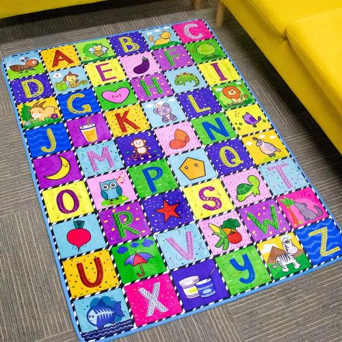  [아마존베스트]teytoy Baby Play Mat, Baby Crawling Mat Super Soft Carpet Plush Surface Non-Slip Design, Baby Floor Playmat for Kids Area Rugs Learning Alphabet, Great Gift for Girls & Boys (59 x